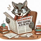 Wolf liest Zeitung / Wolf reads newspaper